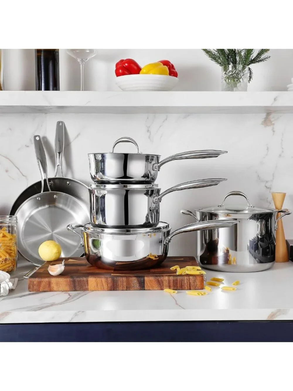 Premium 2-Qt Tri-Ply Stainless Steel Saucepan with Lid - Even Heating, Induction